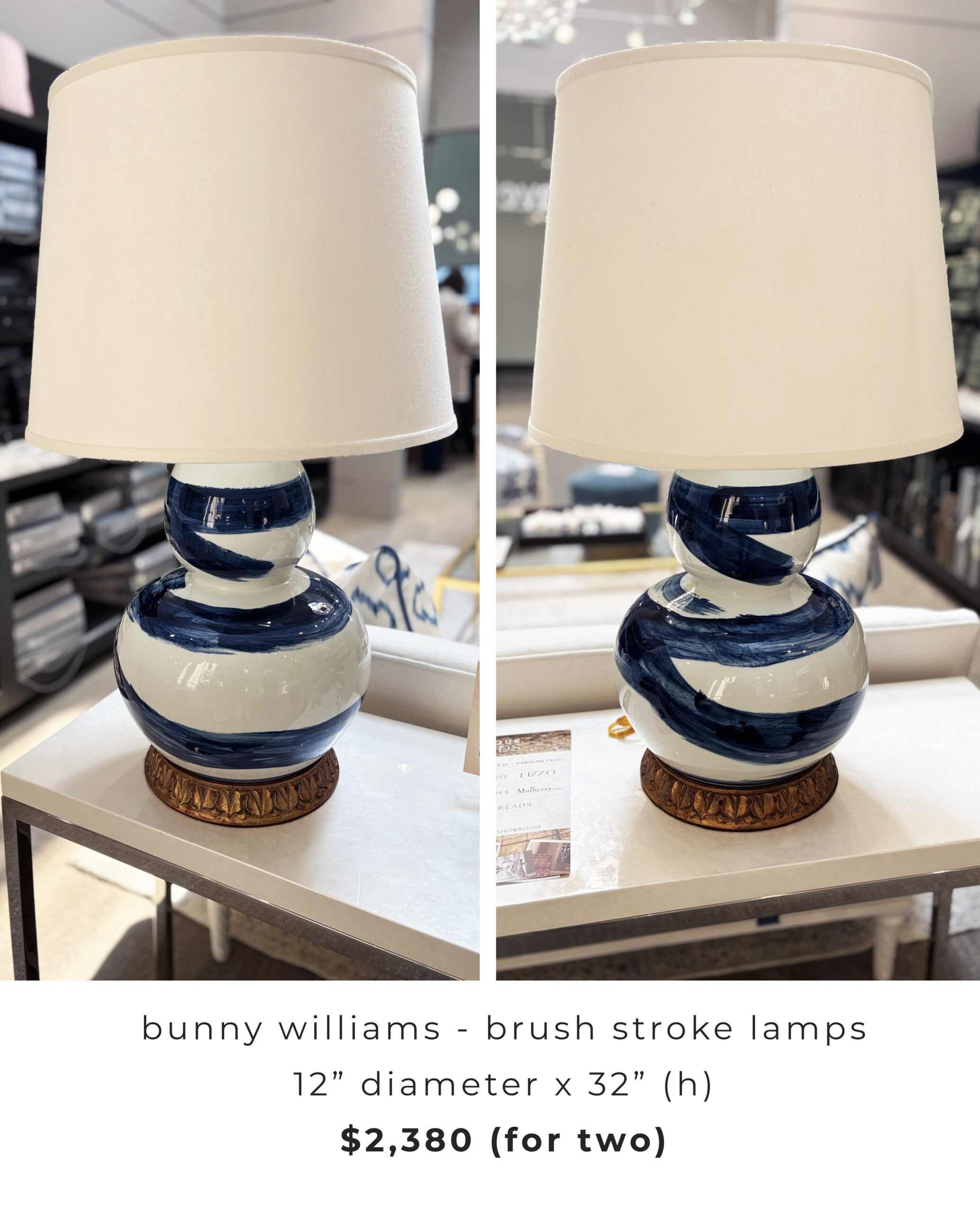 bunny williams - brush stroke table lamps